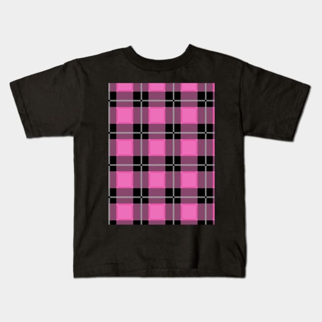 Pink and Black Flannel-Plaid Pattern Kids T-Shirt by Design_Lawrence